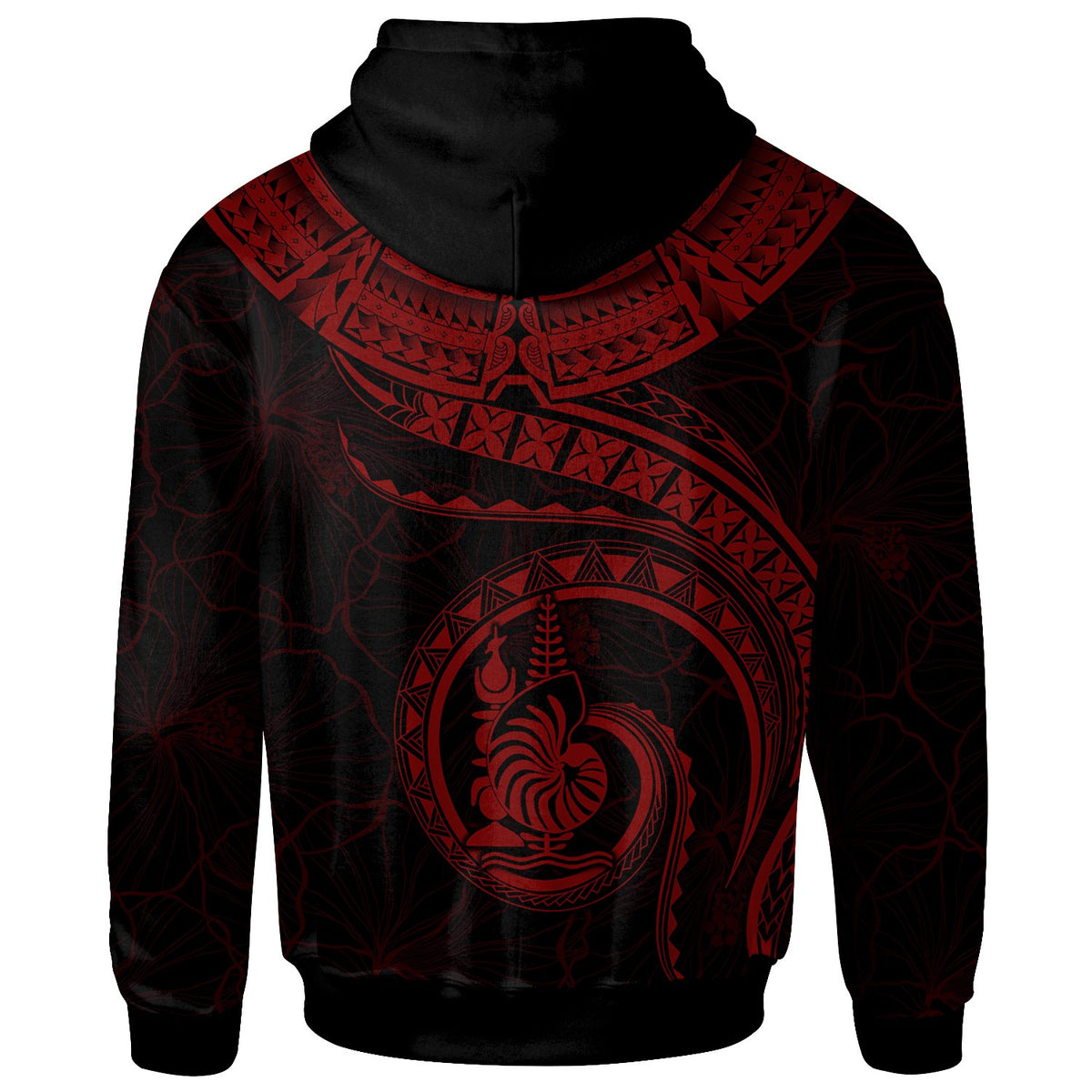 New Caledonia Polynesian Hoodie New Caledonia Waves (Red) - Polynesian Pride