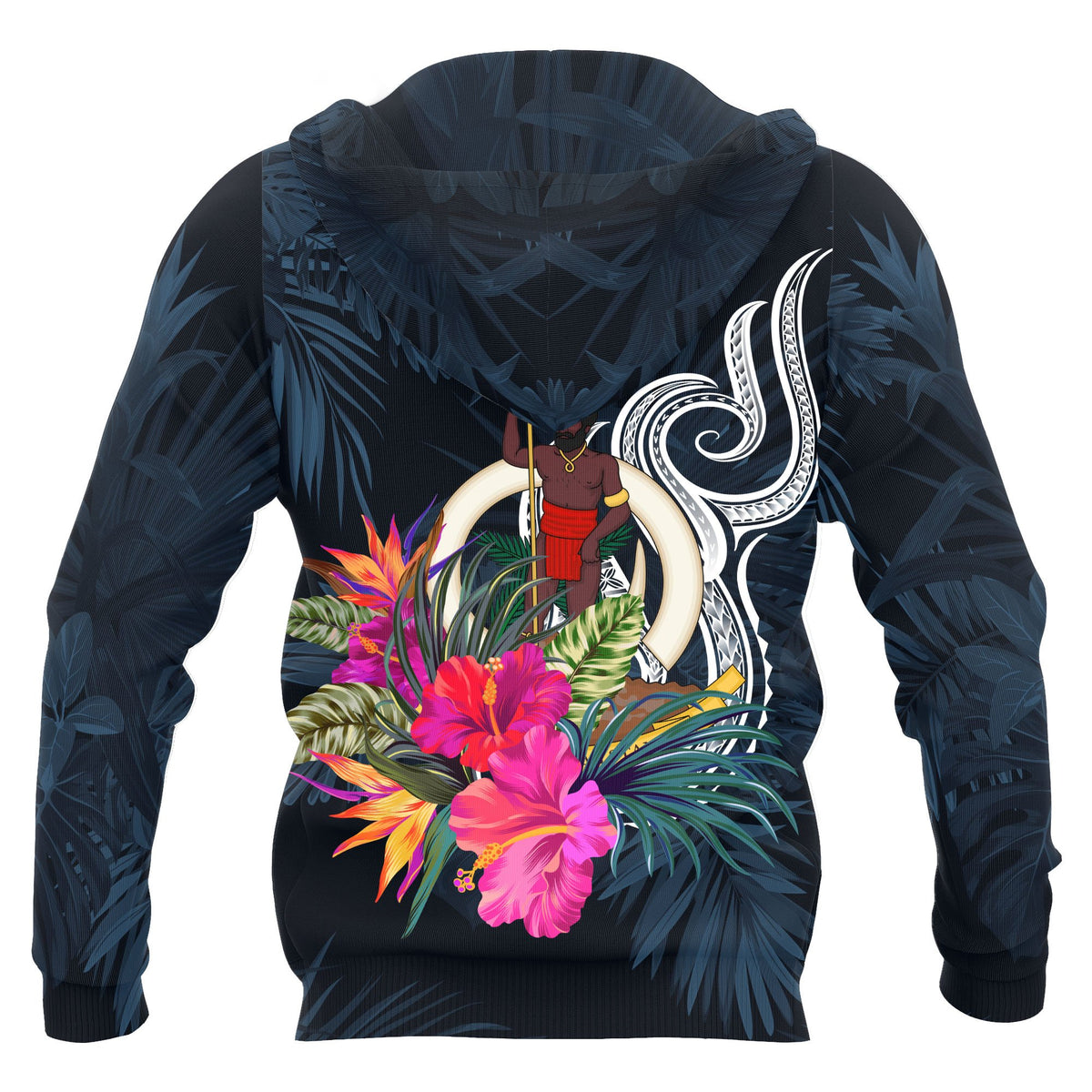 Vanuatu Polynesian Zip up Hoodie Tropical Flower - Polynesian Pride