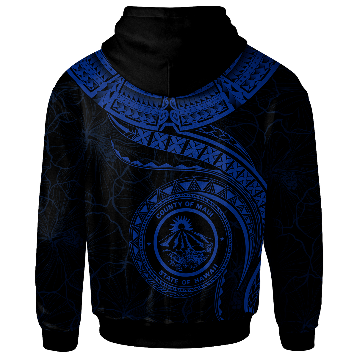 Polynesian Hawaii Hoodie Maui Polynesian Waves (Blue) - Polynesian Pride