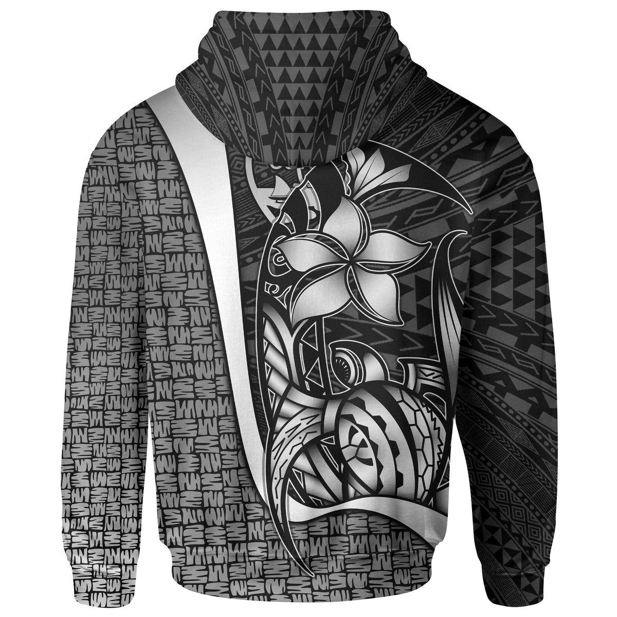 Guam Polynesian Zip up Hoodie White Turtle with Hook - Polynesian Pride