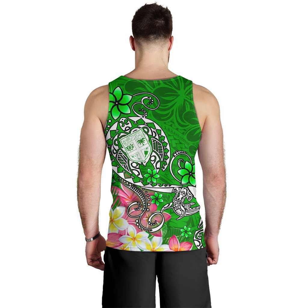 Fiji Men's Tank Top - Turtle Plumeria (Green) - Polynesian Pride