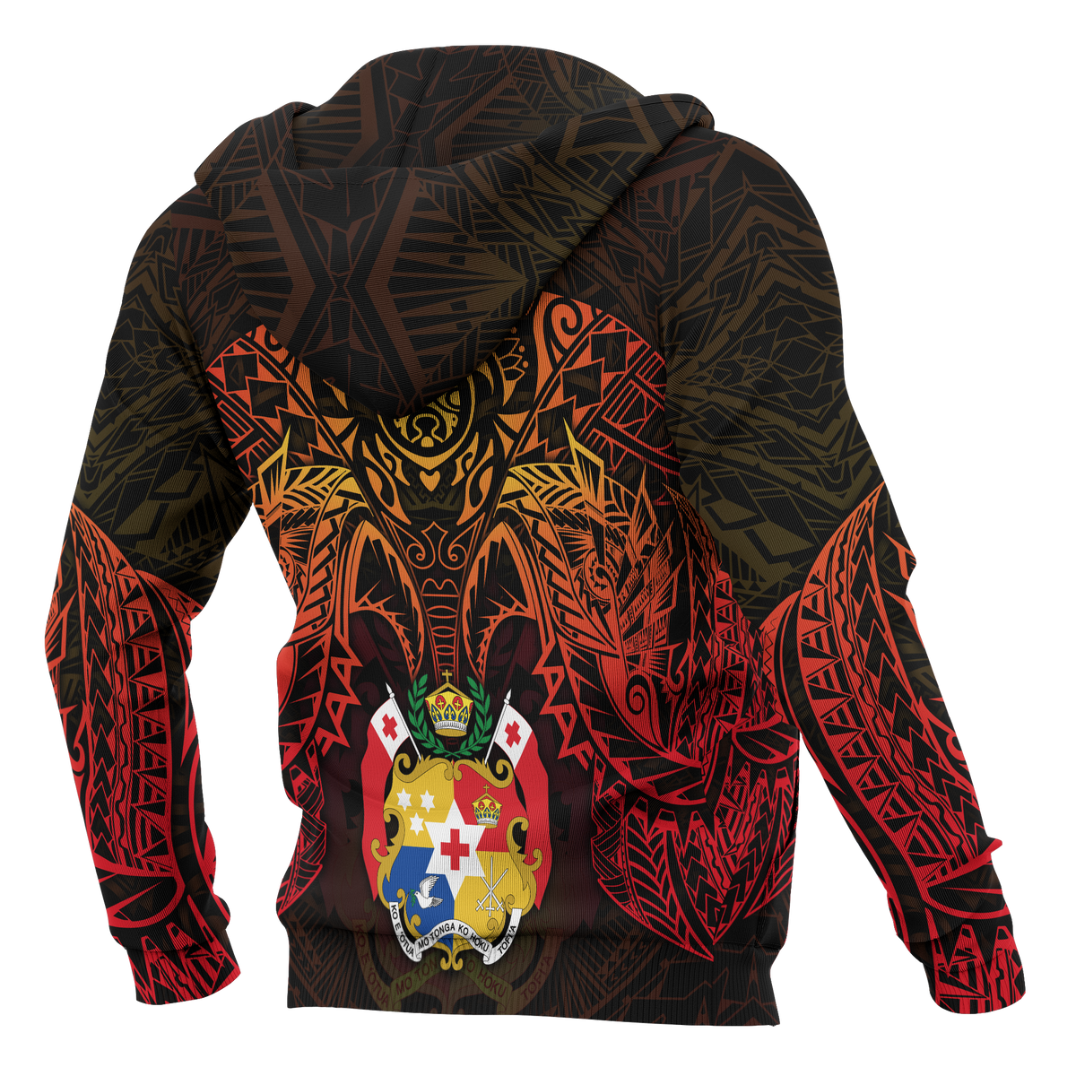 Tonga Polynesian Hoodie (Zip up) Red Manta Ray - Polynesian Pride