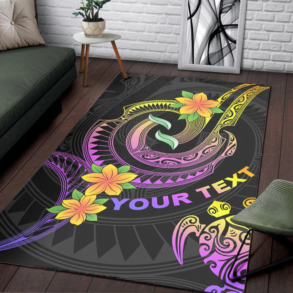Polynesian Custom Personalised Area Rugs - Plumeria Flowers with Spiral Patterns - Polynesian Pride