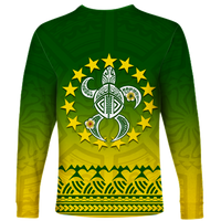 (Custom Personalised) Cook Islands Turtle With Tribal Long Sleeve Shirt - LT12 - Polynesian Pride