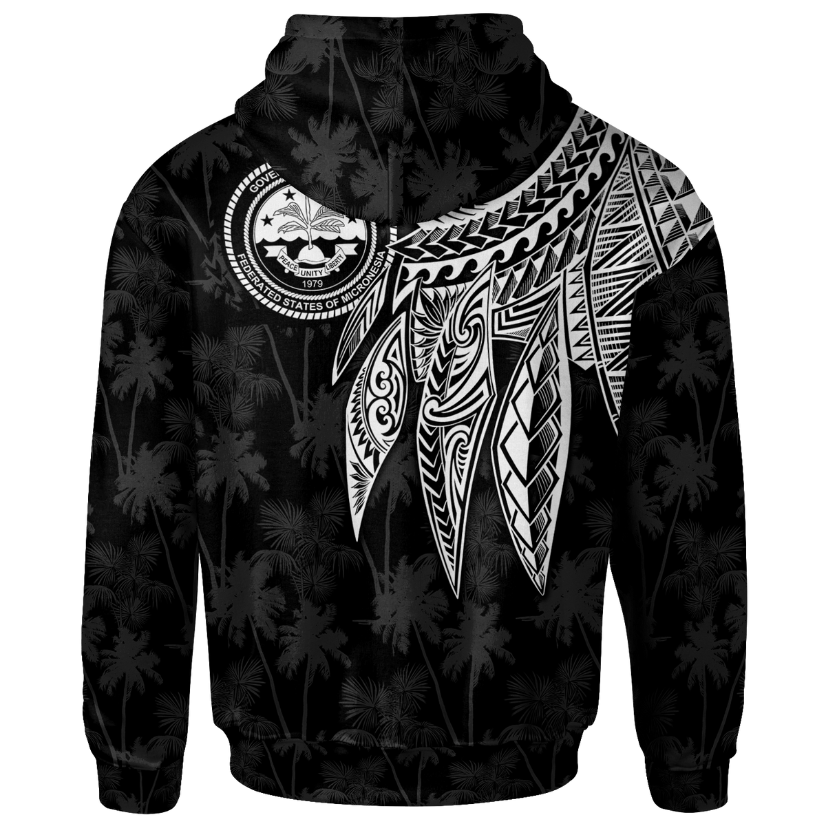 Federated States of Micronesia Custom Zip up Hoodie Polynesian Wings (White) - Polynesian Pride