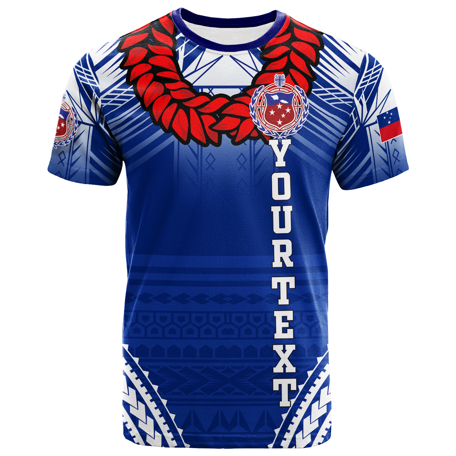 Custom Toa Samoa Rugby Ula Fala Art T Shirt LT12 Blue - Polynesian Pride