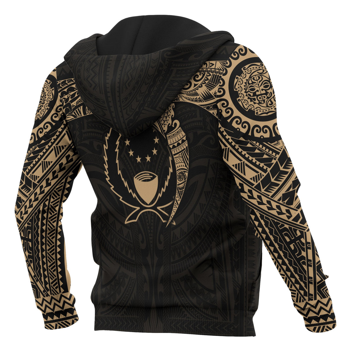 Pohnpei Micronesian Hoodie Gold Heart Shield - Polynesian Pride