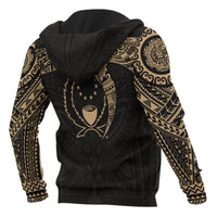 Pohnpei Micronesian Hoodie Gold Heart Shield - Polynesian Pride