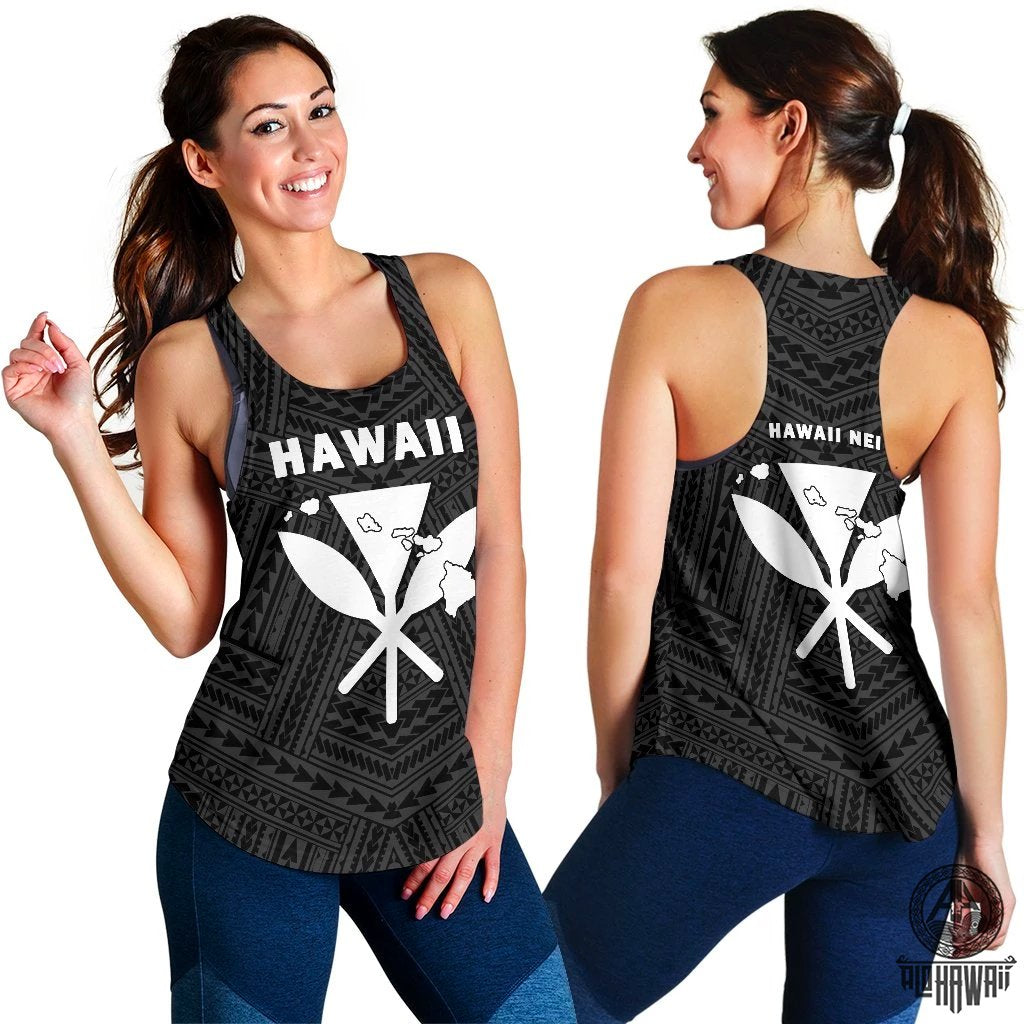 Hawaii Kanaka Polynesian Women's Racerback Tank White White - Polynesian Pride