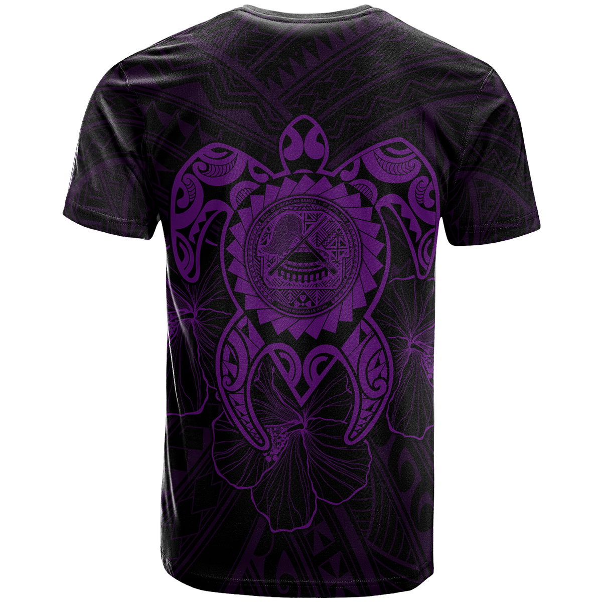 American Samoa Polynesian Custom T Shirt Vintage Polynesian Turtle (Purple) - Polynesian Pride