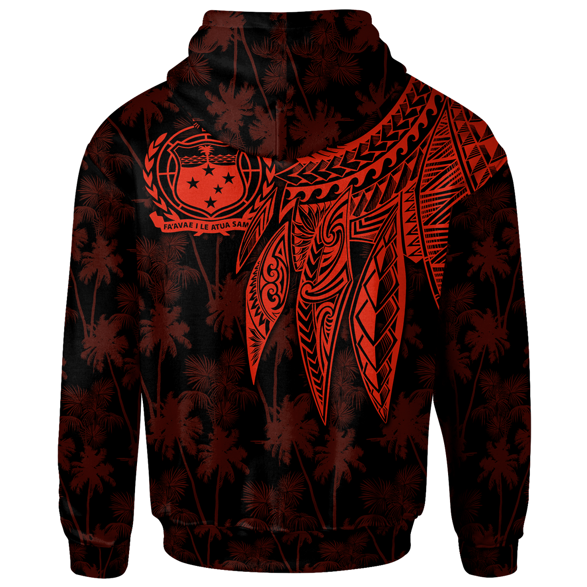 Samoa Zip up Hoodie Polynesian Wings (Red) - Polynesian Pride