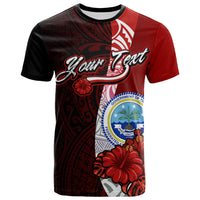 Federated States of Micronesia Custom T Shirt Coat of Arm With Hibiscus Unisex Red - Polynesian Pride