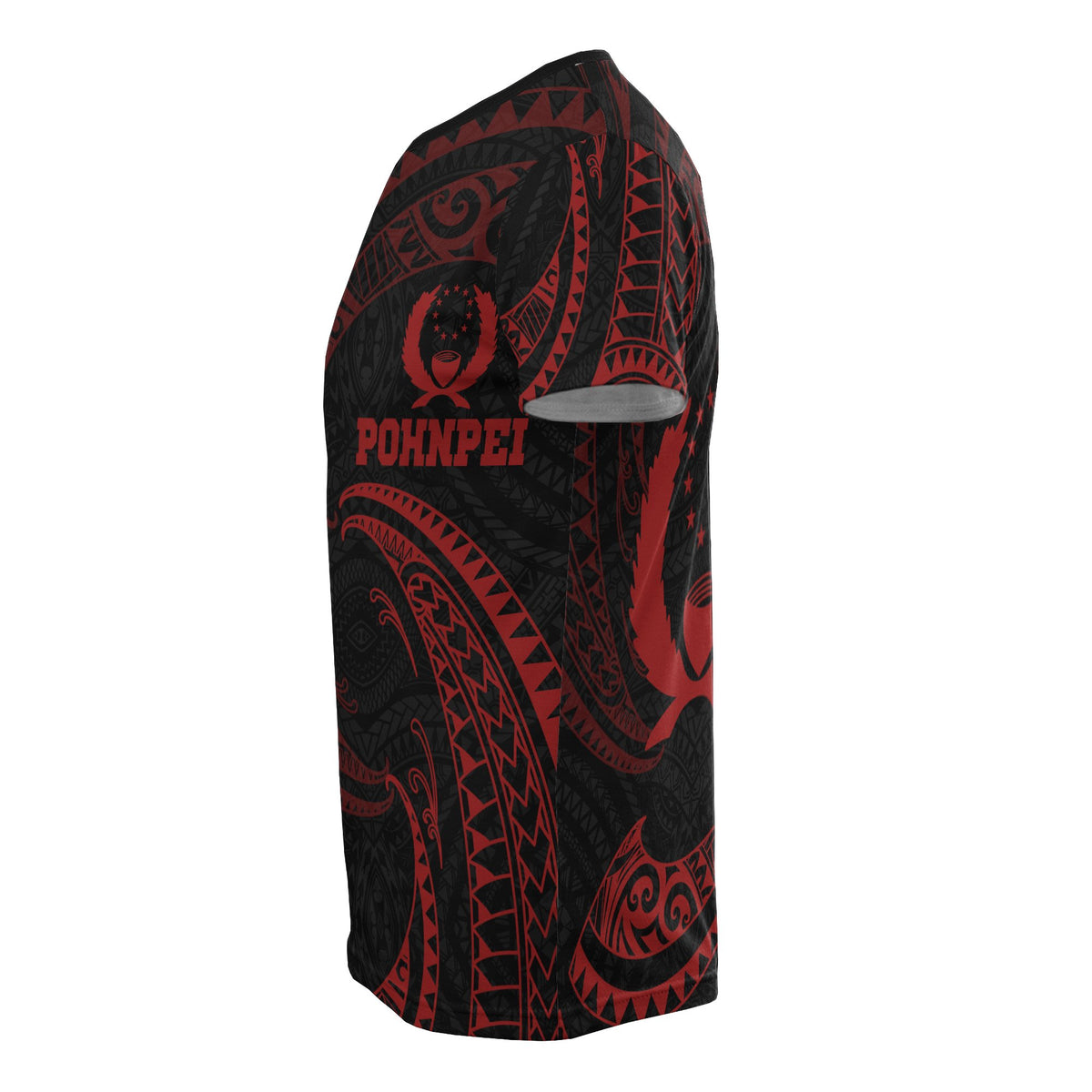 Pohnpei Micronesia All Over T Shirt Red Tribal Wave - Polynesian Pride