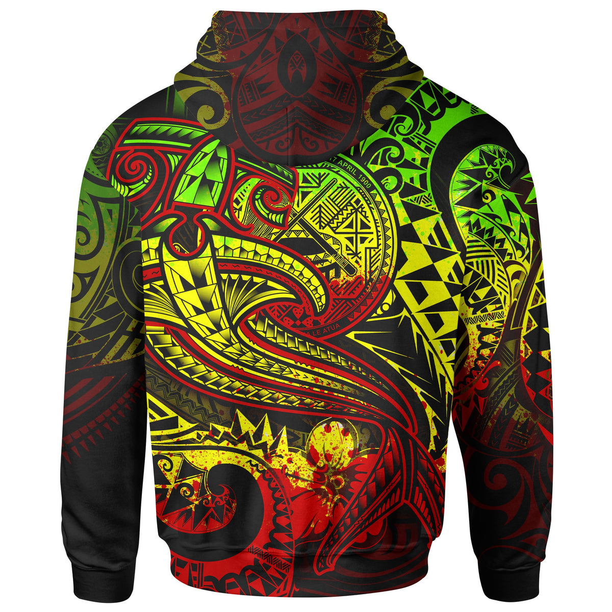 American Samoa Zip up Hoodie Reggae Shark Polynesian Tattoo - Polynesian Pride