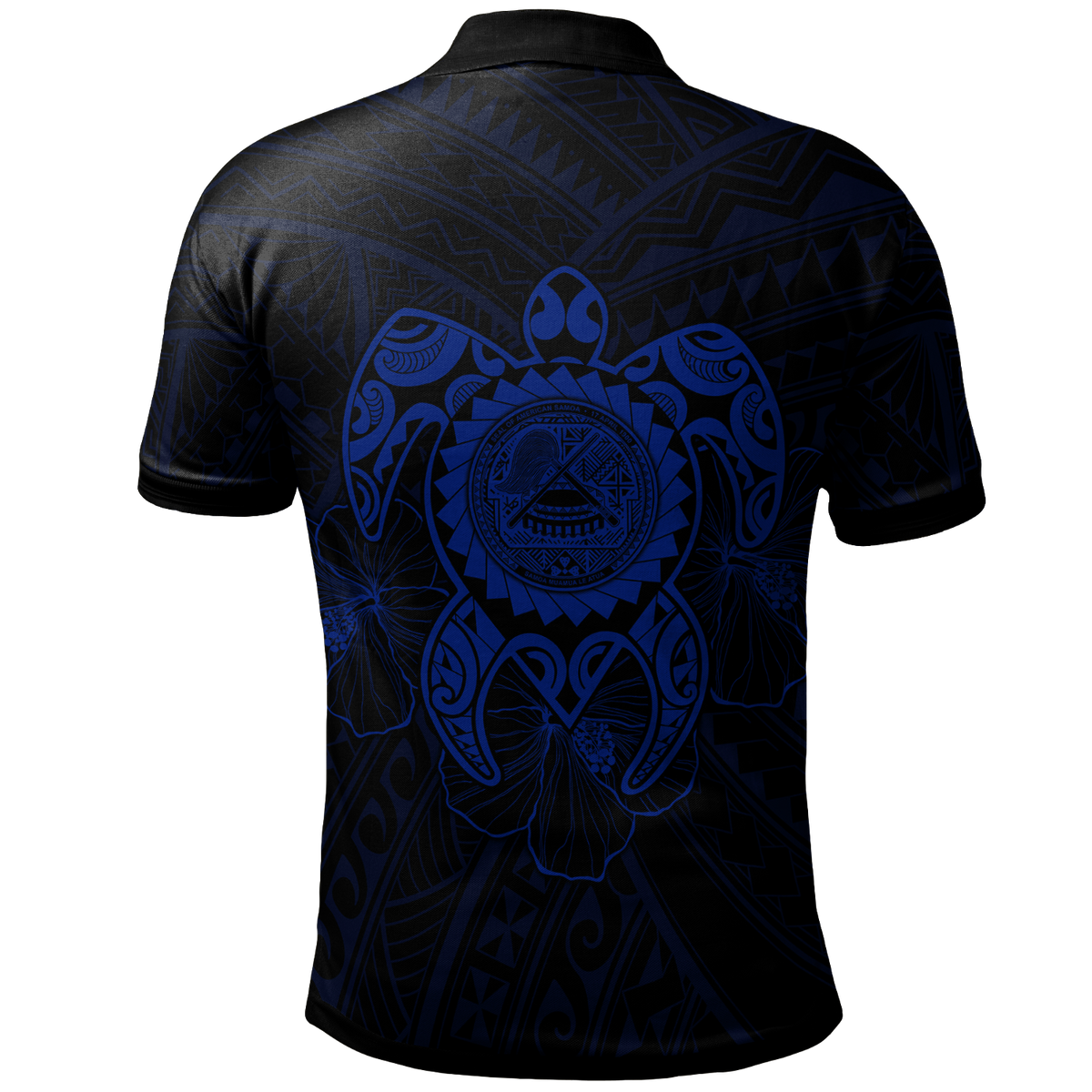 American Samoa Polynesian Custom Polo Shirt Vintage Polynesian Turtle (Blue) - Polynesian Pride