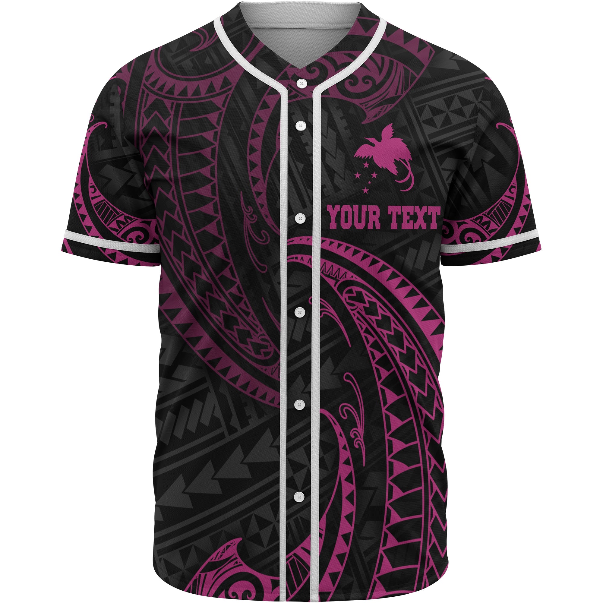 Papua New Guinea Polynesian Custom Personalised Baseball Shirt - Pink Tribal Wave Unisex Pink - Polynesian Pride