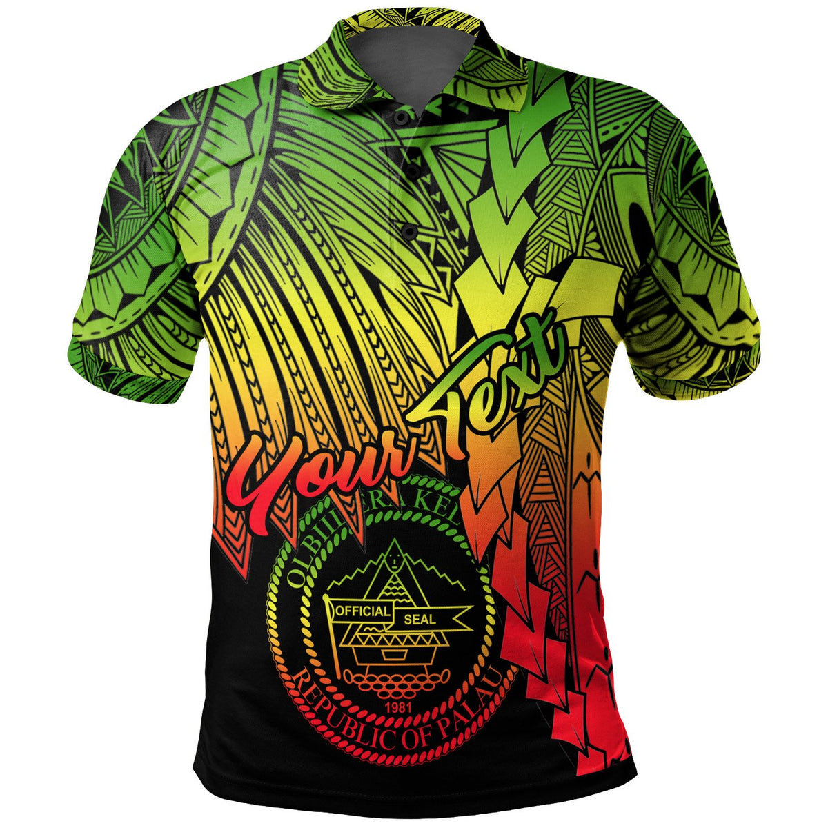 Palau Polynesian Custom Polo Tribal Wave Tattoo Reggae Unisex Reggae - Polynesian Pride