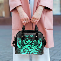 (Custom Personalised) Hawaii Shoulder Handbag - Hibiscus With Tribal Turquoise - LT12 - Polynesian Pride