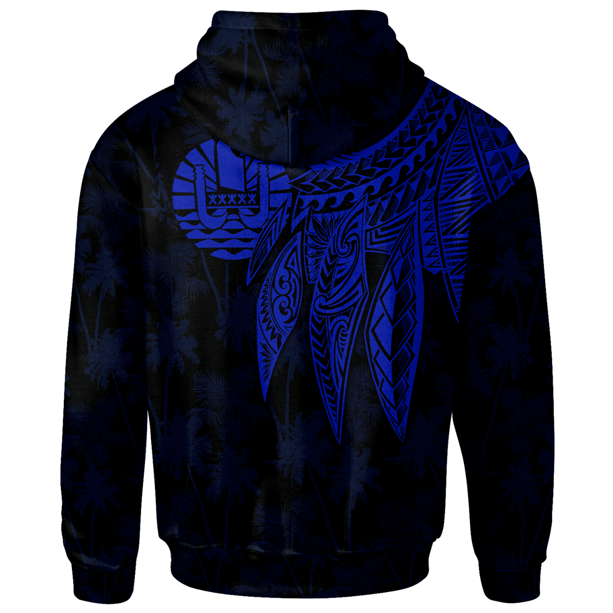 Tahiti Hoodie Polynesian Wings (Blue) - Polynesian Pride
