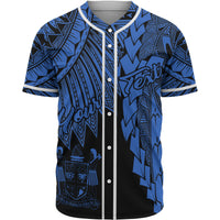 Fiji Polynesian Custom Personalised Baseball Shirt - Tribal Wave Tattoo Blue Unisex Blue - Polynesian Pride