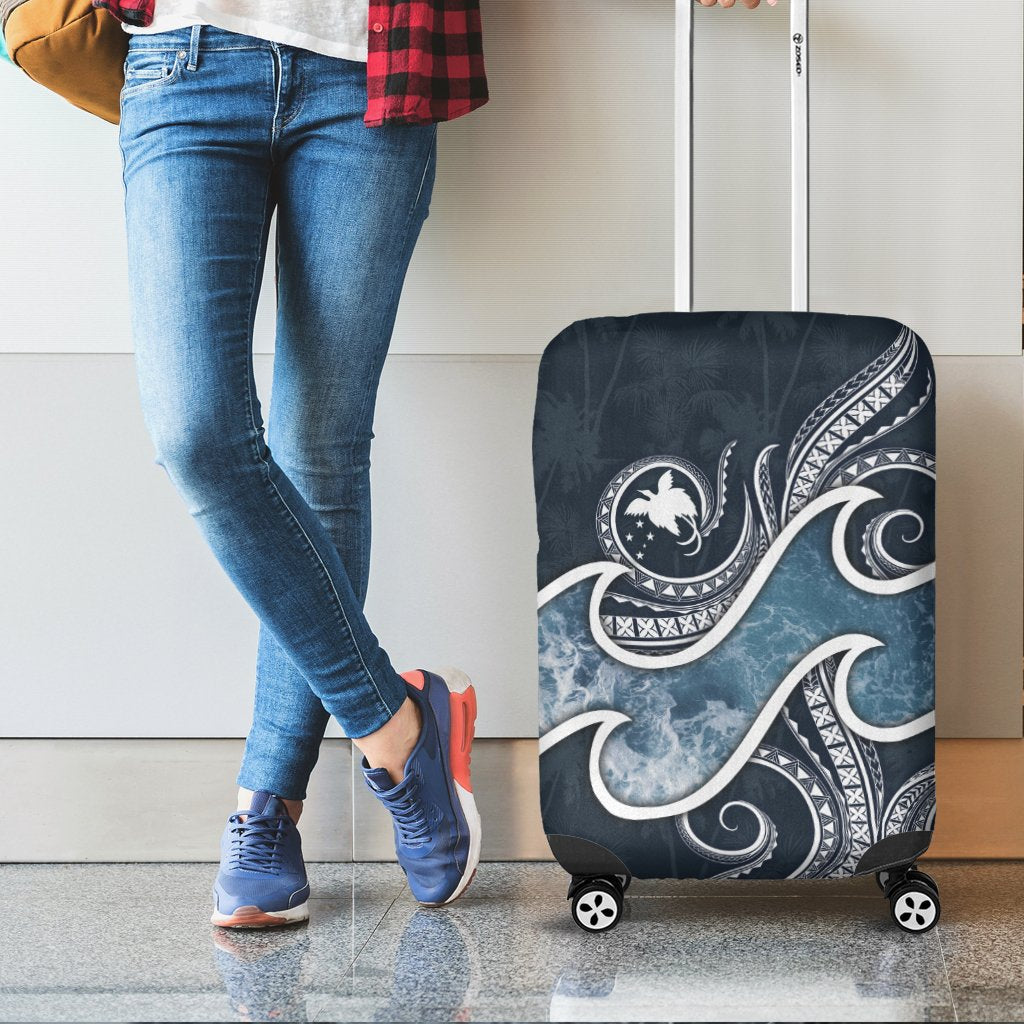 Papua New Guinea Polynesian Luggage Covers - Ocean Style Blue - Polynesian Pride