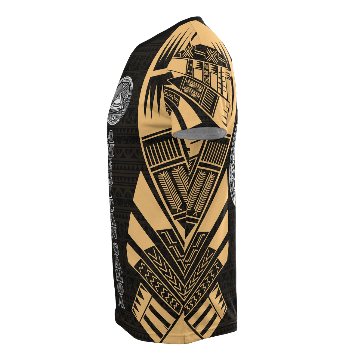American Samoa T Shirt American Samoan Seal Polynesian Tattoo Gold Style - Polynesian Pride