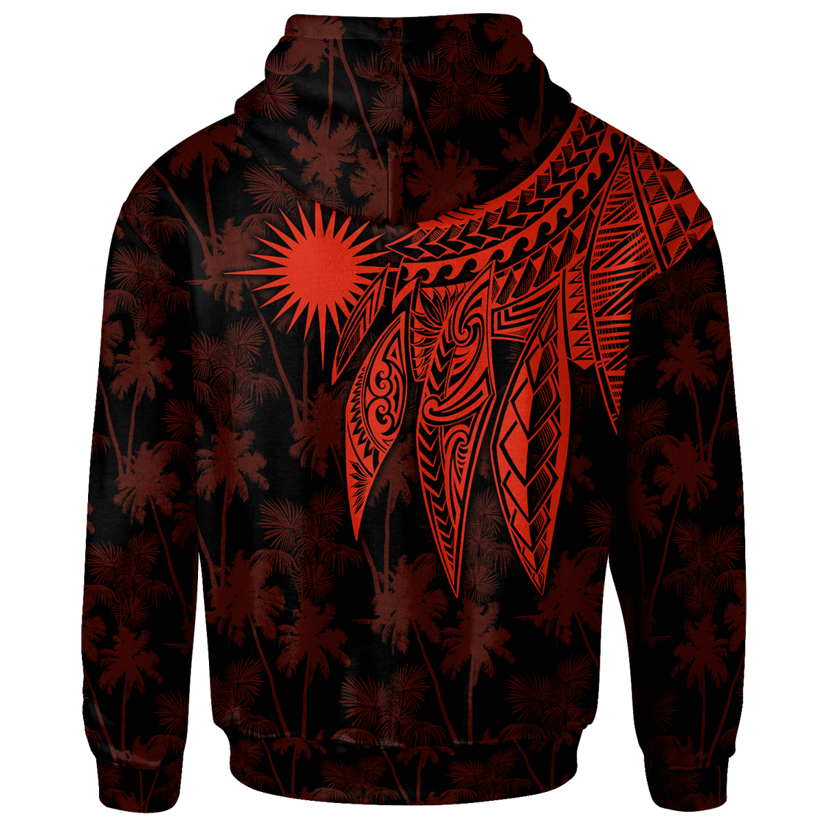 Marshall Islands Custom Zip up Hoodie Polynesian Wings (Red) - Polynesian Pride