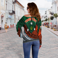 (Custom Personalised) Vanuatu Penama Province Tribal Pattern Women Off Shoulder Sweater - LT12 - Polynesian Pride