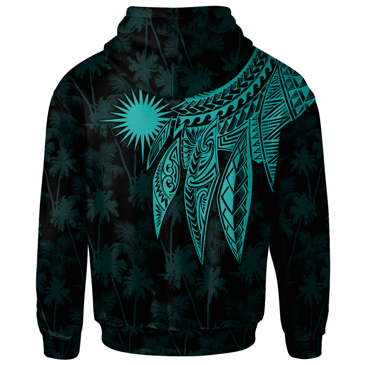 Marshall Islands Custom Zip up Hoodie Polynesian Wings (Turquoise) - Polynesian Pride