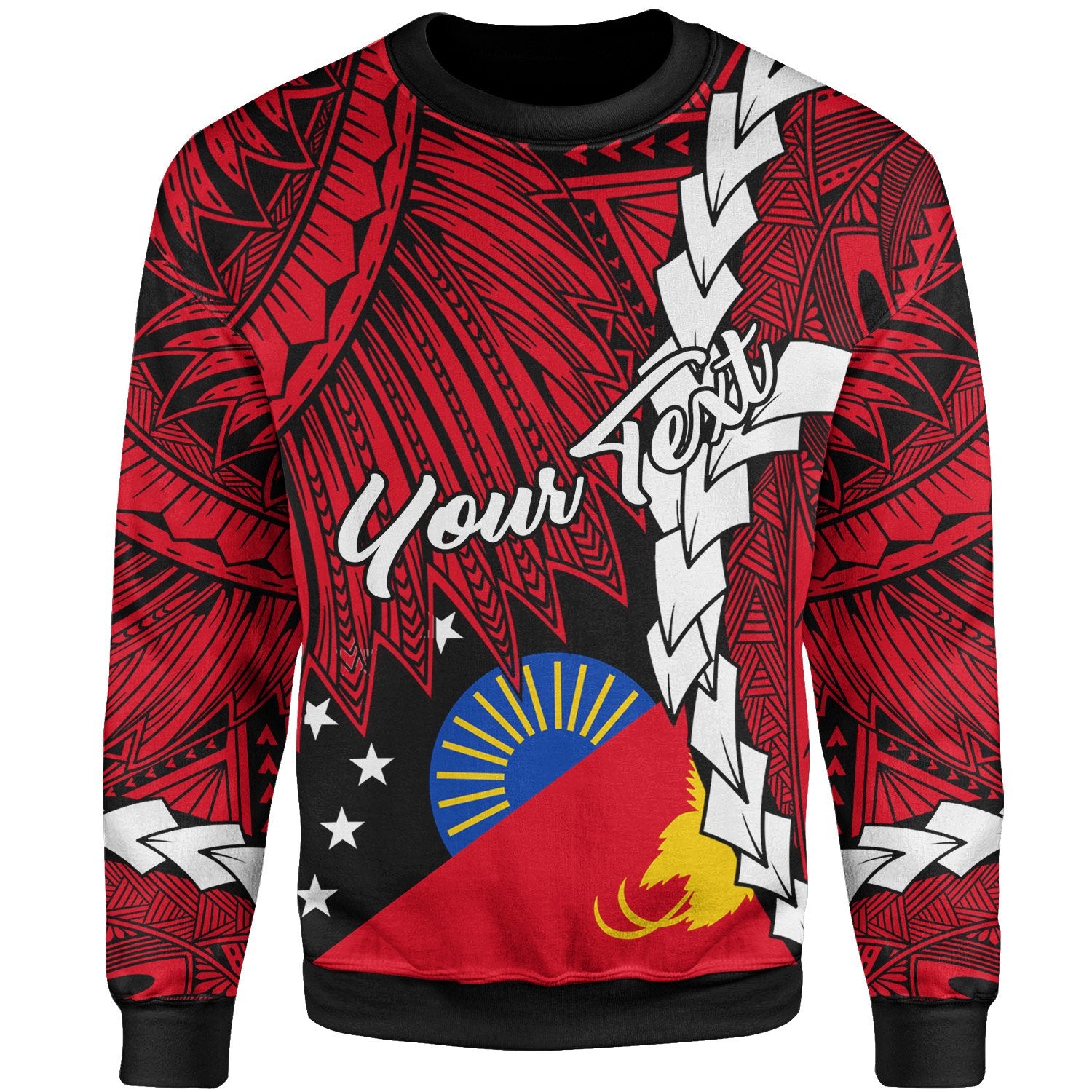 Papua New Guinea Sandaun Province Polynesian Custom Personalised Sweater - Tribal Wave Tattoo Unisex Red - Polynesian Pride