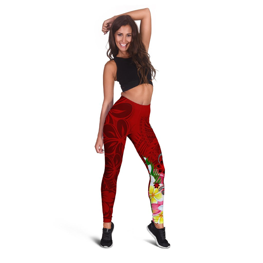 Tahiti Legging - Turtle Plumeria (Red) - Polynesian Pride