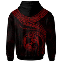 Tonga Polynesian Custom Zip up Hoodie Tonga Waves (Red) - Polynesian Pride