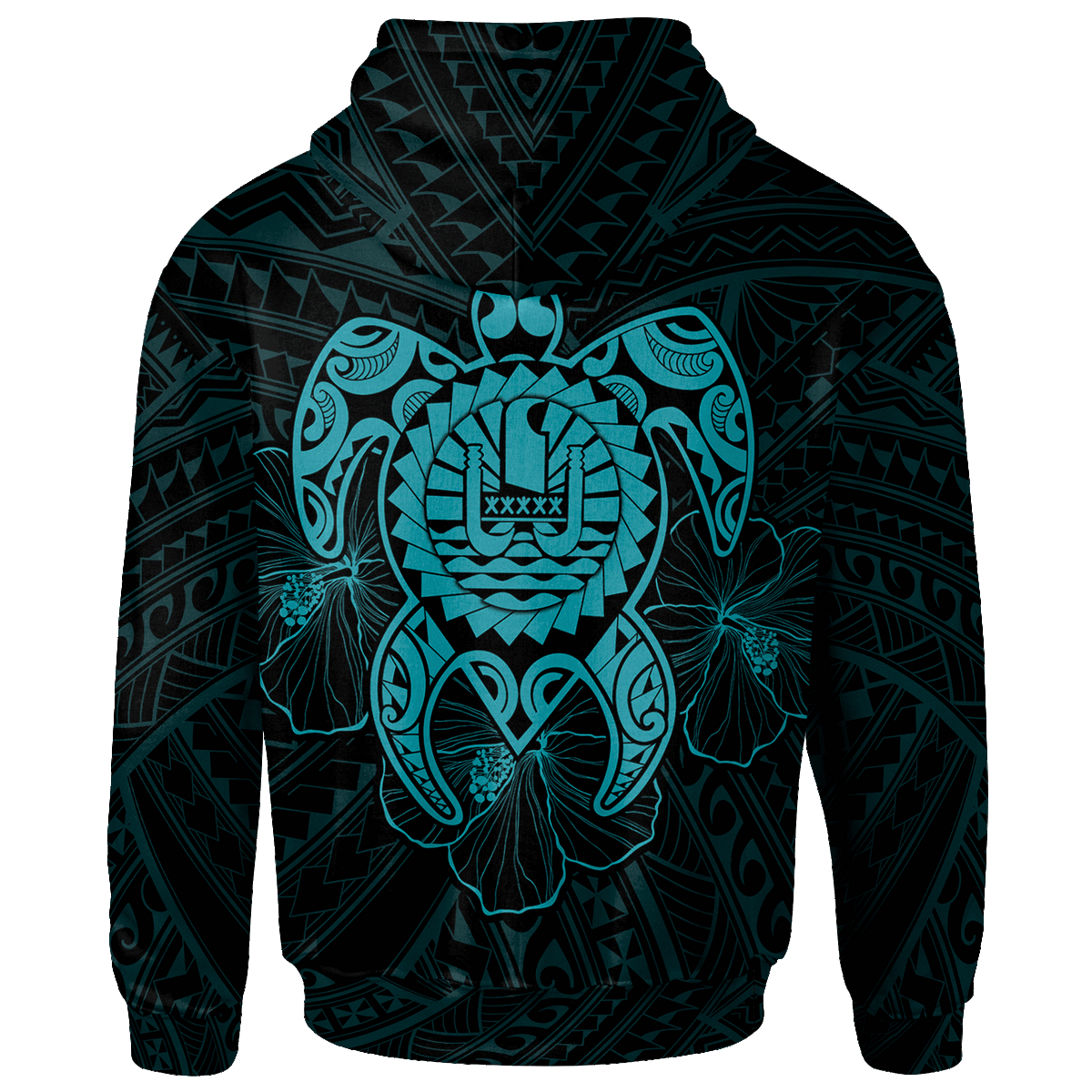 Tahiti Polynesian Zip up Hoodie Vintage Polynesian Turtle (Turquoise) - Polynesian Pride
