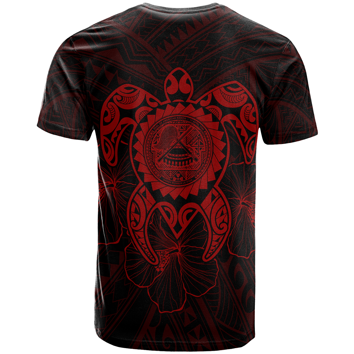 American Samoa Polynesian Custom T Shirt Vintage Polynesian Turtle (Red) - Polynesian Pride