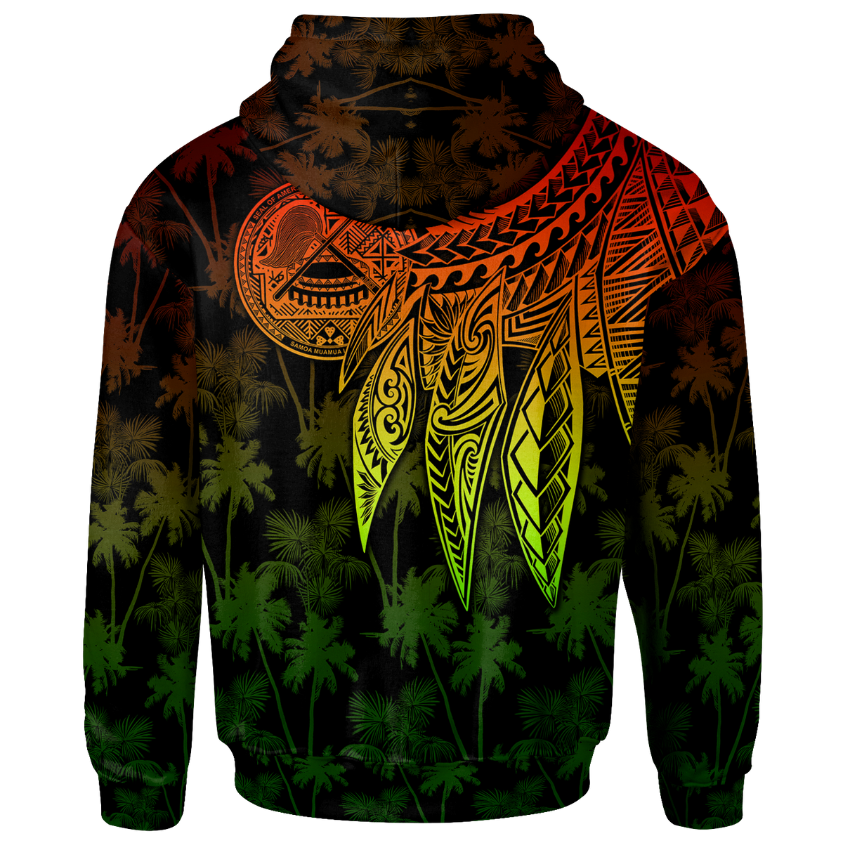 American Samoa Custom Hoodie Polynesian Wings (Reggae) - Polynesian Pride