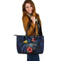 Tokelau Polynesian Leather Tote - Blue Turtle Hibiscus - Polynesian Pride