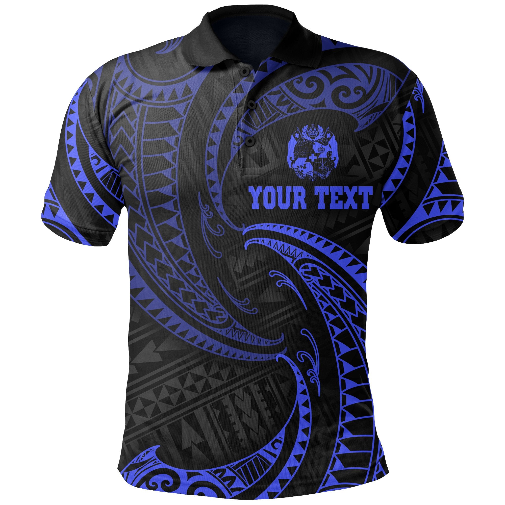 Tonga Polynesian Custom Polo Shirt Blue Tribal Wave Unisex Blue - Polynesian Pride