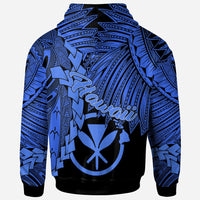 Polynesian Hawaii Hoodie Tribal Wave Tattoo Blue - Polynesian Pride