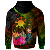 The Philippines Polynesian Custom Hoodie Hibiscus and Banana Leaves - Polynesian Pride