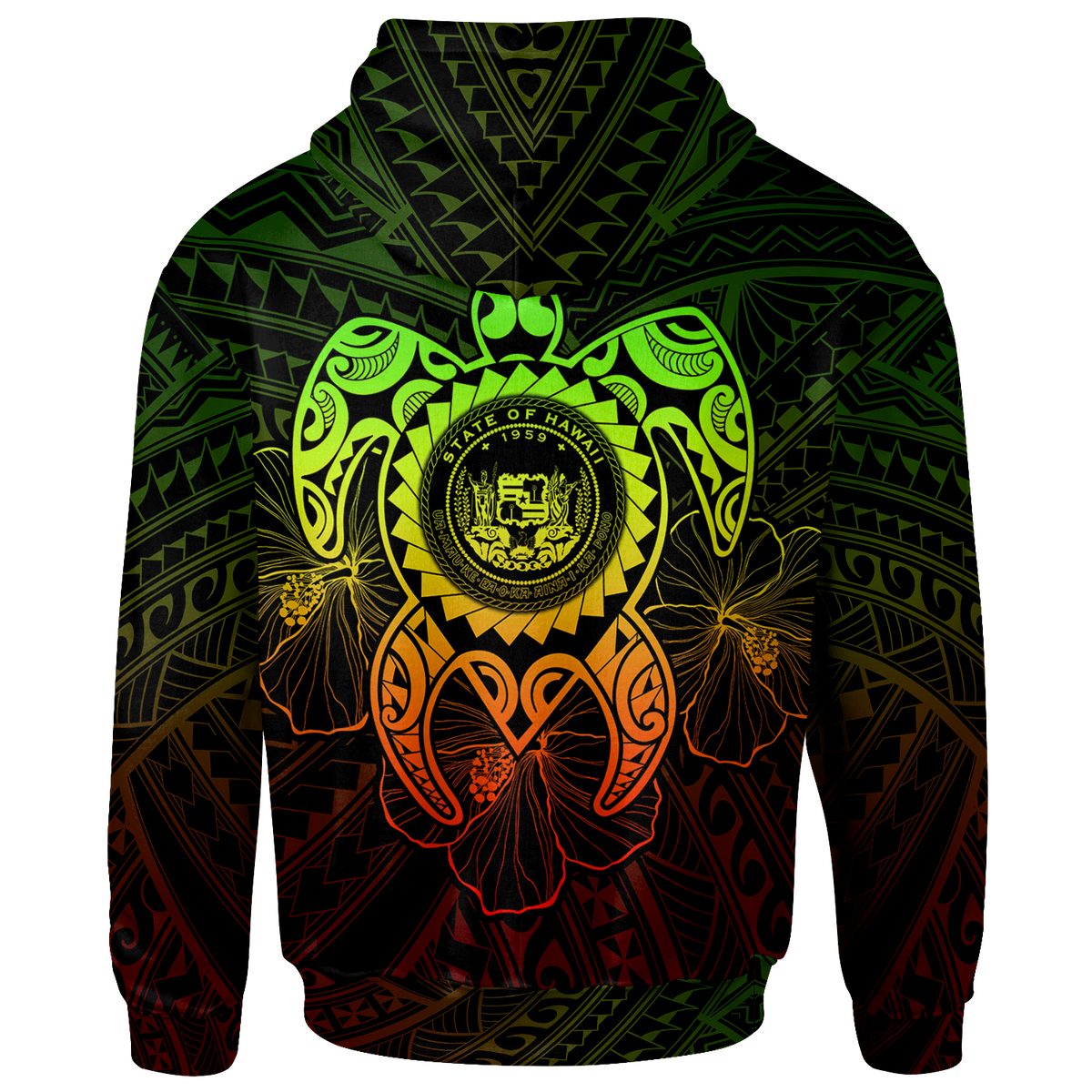 Hawaii Polynesian Custom Zip up Hoodie Vintage Polynesian Turtle (Reggae) - Polynesian Pride