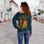 Chuuk Polynesian Women's Off Shoulder Sweater - Legend of Chuuk (Blue) - Polynesian Pride
