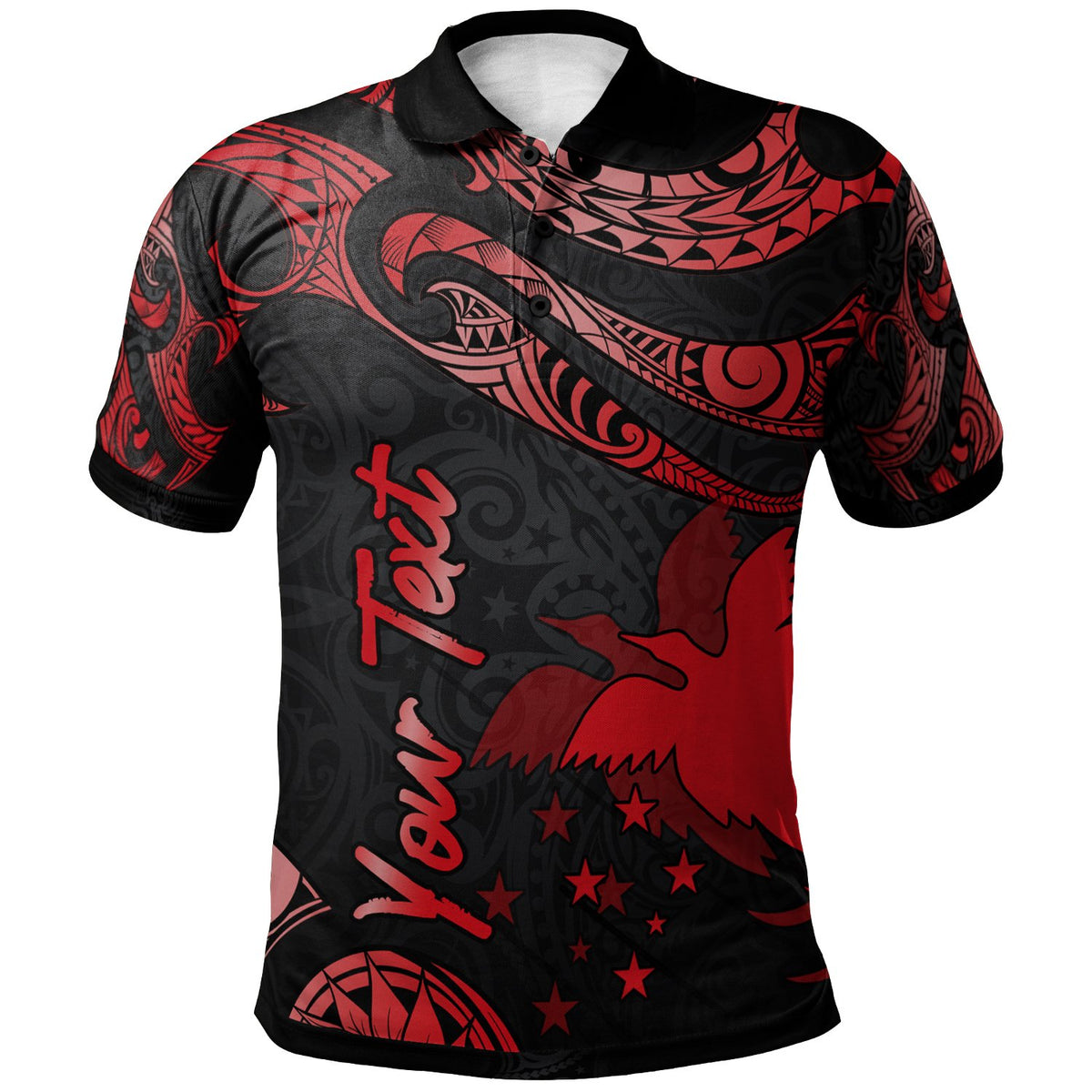 Papua New Guinea Custom Polo Shirt Polynesian Tattoo Red Version Unisex Red - Polynesian Pride