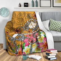Fiji Premium Blanket - Turtle Plumeria (Gold) - Polynesian Pride