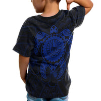 Tahiti Polynesian Custom T Shirt Vintage Polynesian Turtle (Blue) - Polynesian Pride