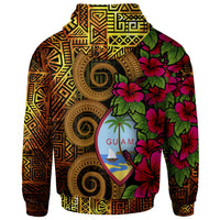 Guam Polynesian Zip up Hoodie Hibiscus Vintage Unisex Orange - Polynesian Pride
