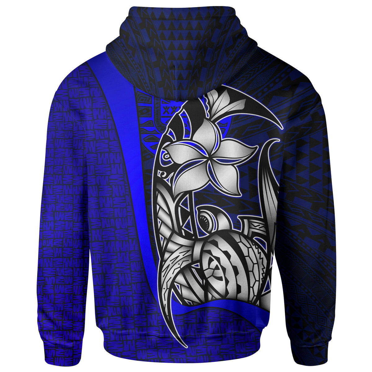 Tahiti Polynesian Hoodie Blue Turtle with Hook - Polynesian Pride