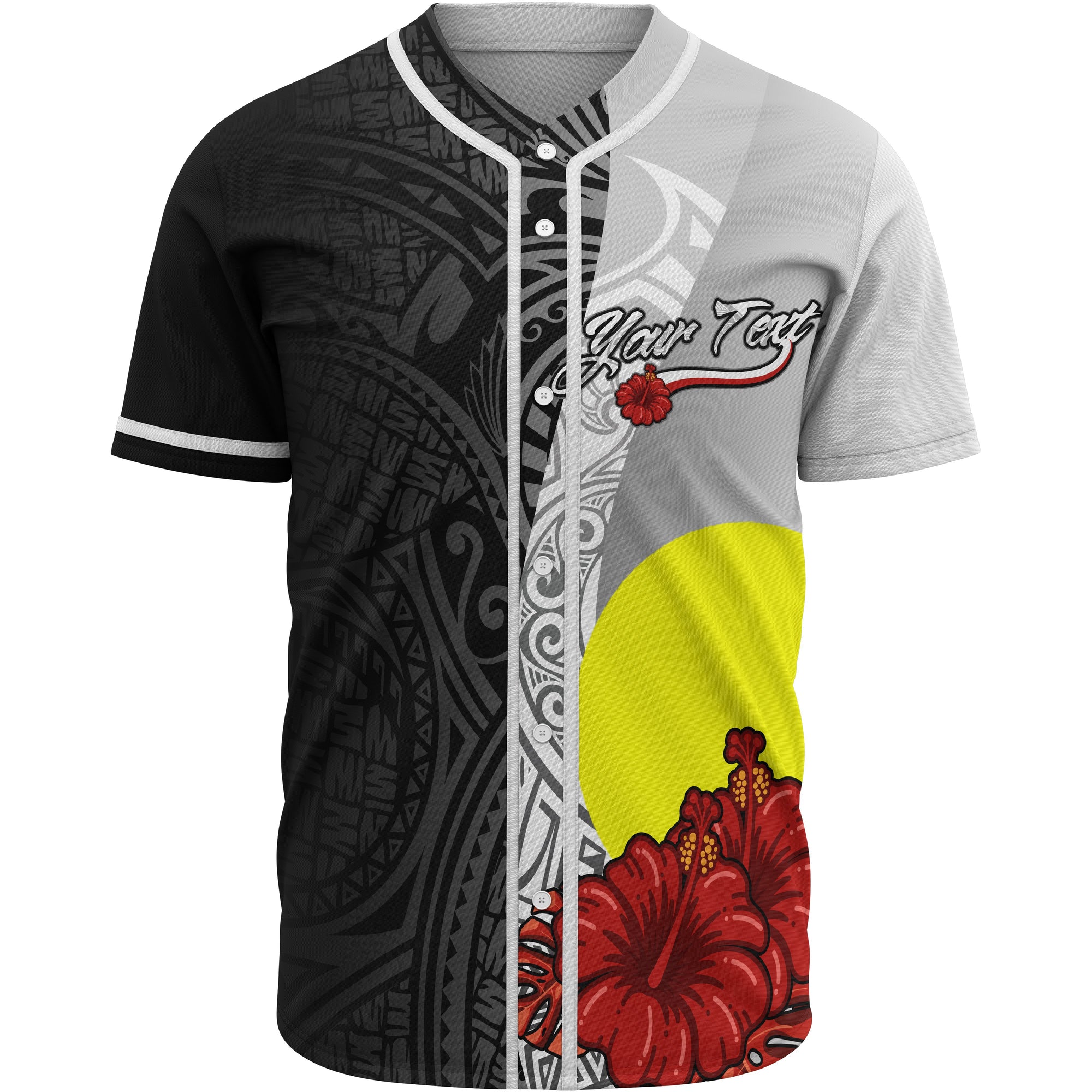 Palau Polynesian Custom Personalised Baseball Shirt - Coat Of Arm With Hibiscus White Unisex White - Polynesian Pride