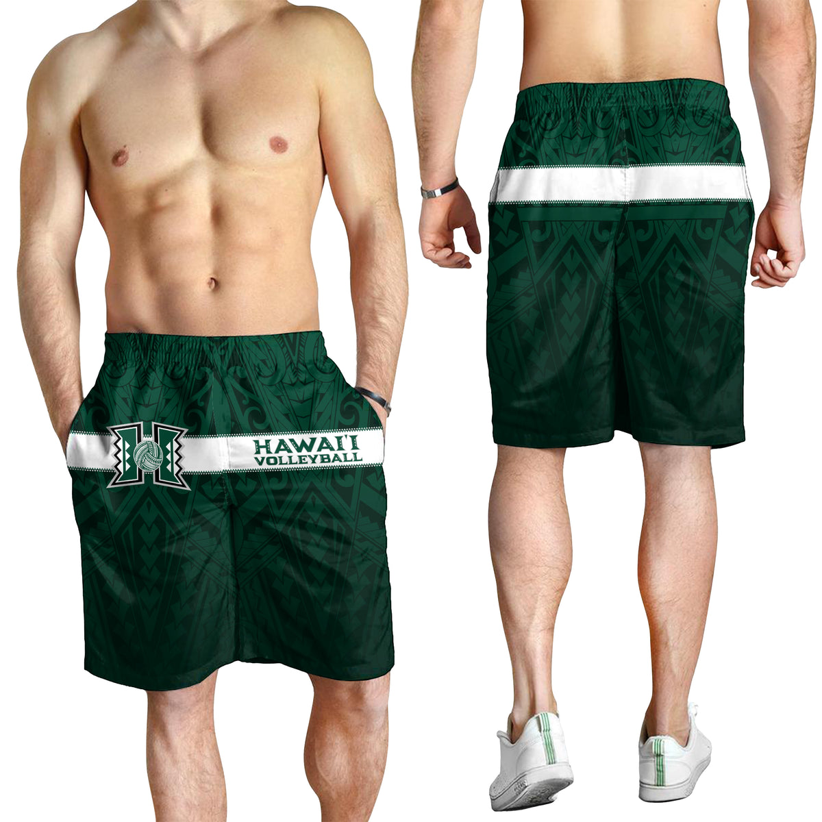 Hawaii Volleyball Green Warrior Men Short - LT2 - Polynesian Pride