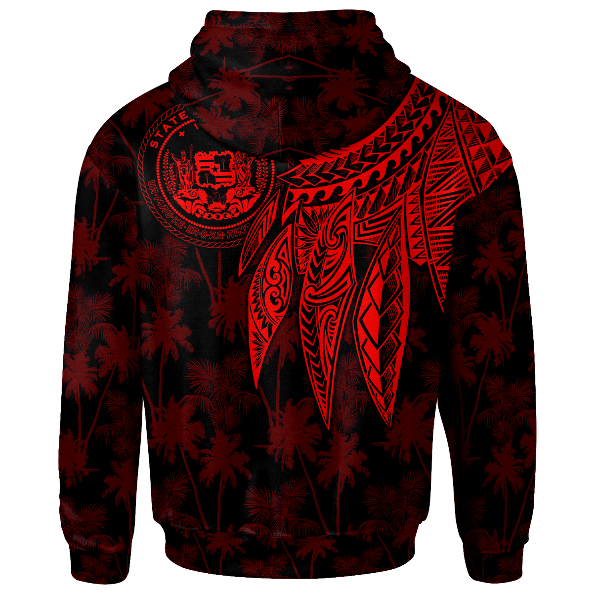 Polynesian Hawaii Hoodie Polynesian Wings (Red) - Polynesian Pride