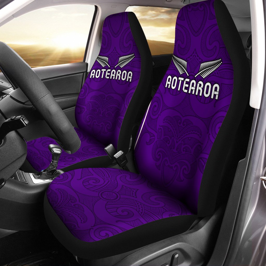 Maori 2021 Car Seat Covers - Purple Aotearoa Tattoo LT13 Universal Fit Purple - Polynesian Pride